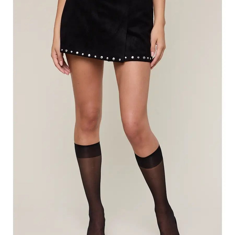 Suede Studded Mini Skort