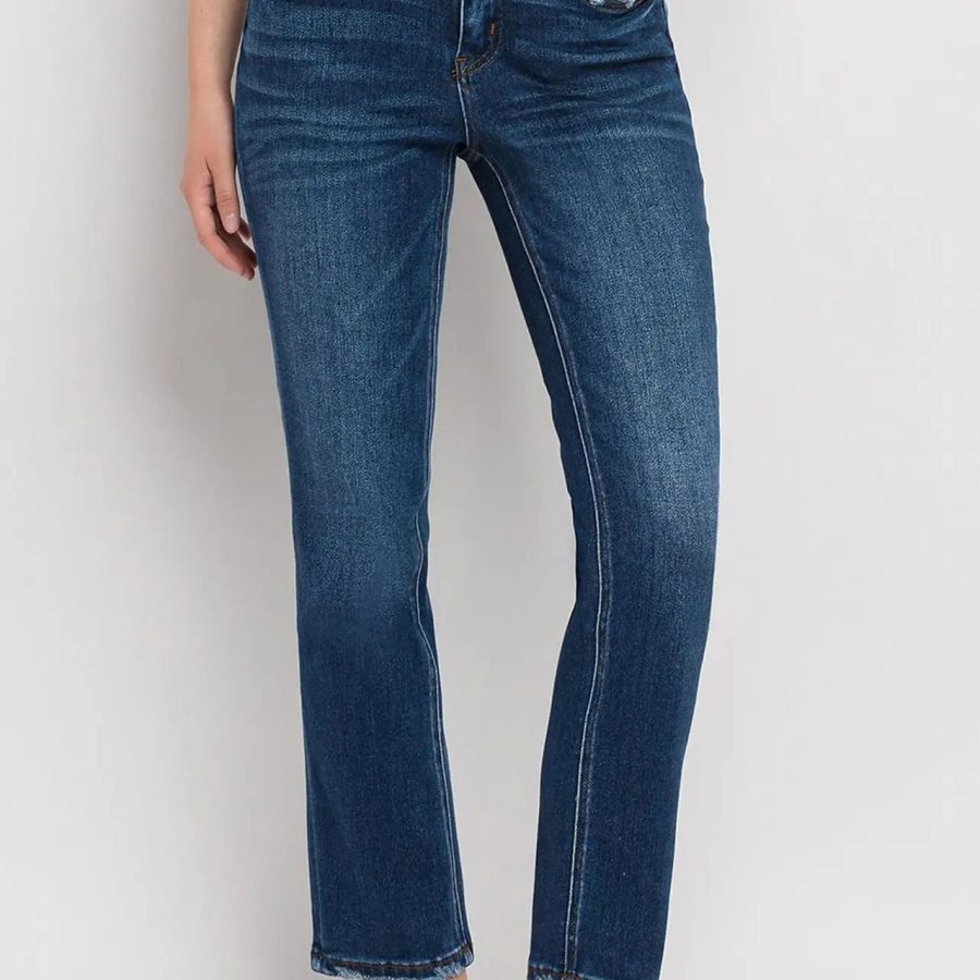 Mid Rise Ankle Slim Straight Jeans
