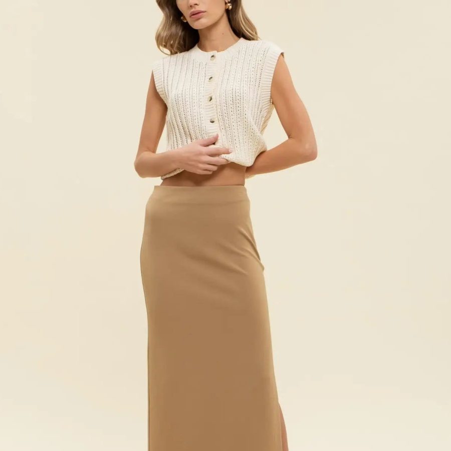 High Waist Midi Pencil Skirt