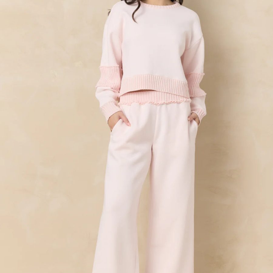 Vintage Fleece Wide Leg Pants with Rib