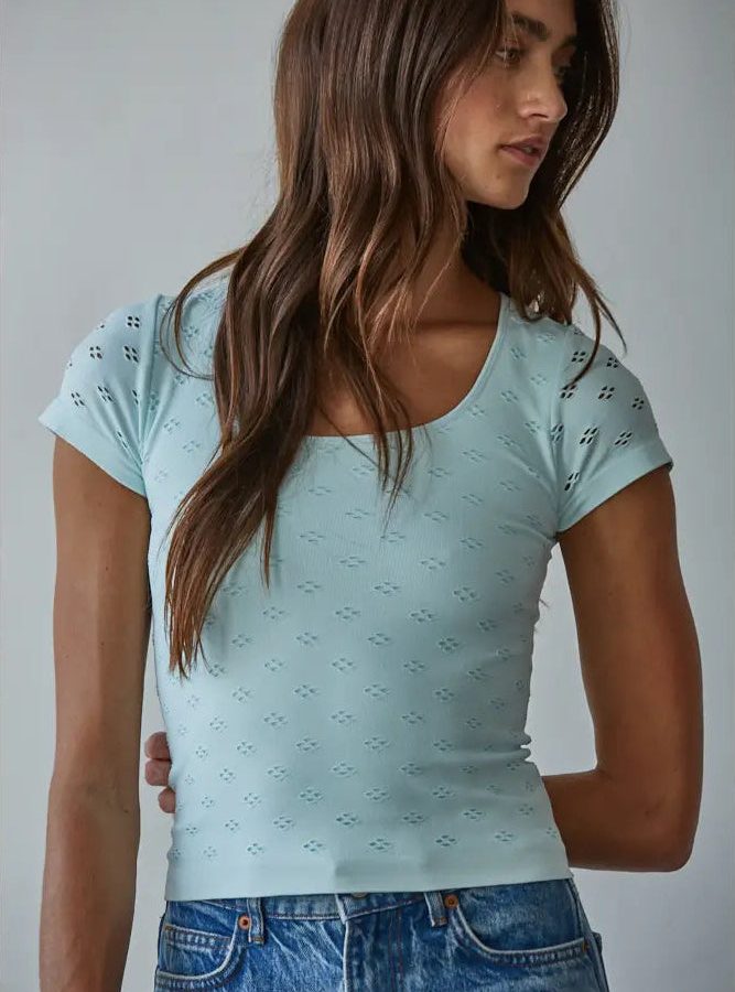 Eyelet Short Sleeve Top
