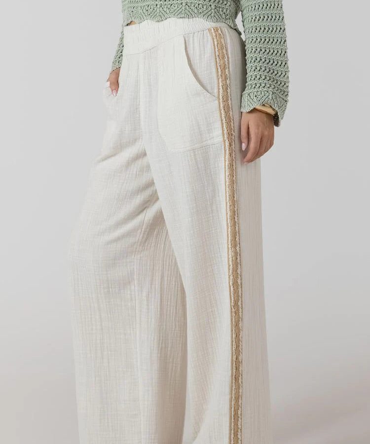 Crochet Trim Wide Leg Pant
