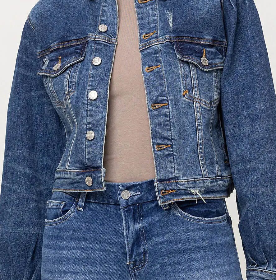 Balloon Sleeve Denim Jacket